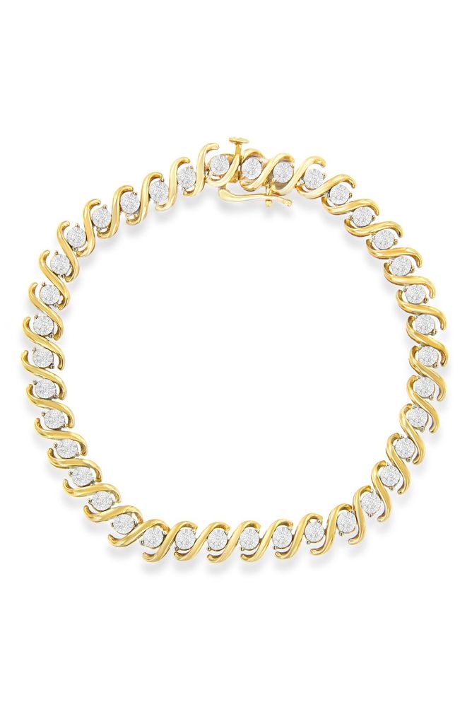 Yellow Plated Sterling Silver Round-Cut Diamond Bracelet